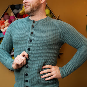 WOOLLY WAFFLE CARDIGAN - AUBERGINE